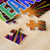 Vuurwerk + regenboogspectrum "GEWELD NIEUW JAAR!" Legpuzzel (Zijkant)