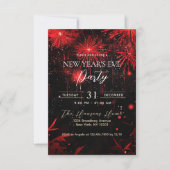 Vuurwerk Rood en Zwart Nieuwjaarsfeest Kaart (Voorkant)