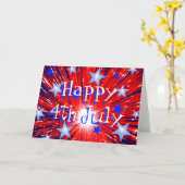 Vuurwerk Rood Wit Blauw '4th July' kaart voortekst (Gele Bloem)