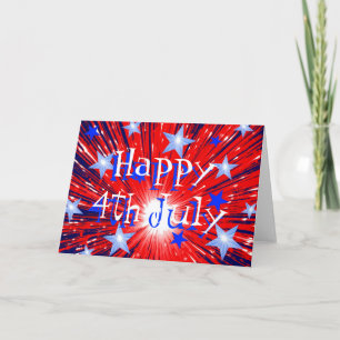 Vuurwerk Rood Wit Blauw '4th July' kaart voortekst