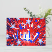 Vuurwerk Rood Wit Blauw '4th of July' feest Kaart (Staand voorkant)