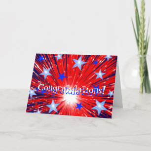 Vuurwerk Rood Wit Blauw 'Gefeliciteerd!' kaart