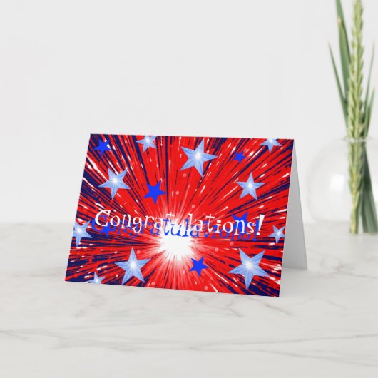 Vuurwerk Rood Wit Blauw 'Gefeliciteerd!' kaart (Voorkant)
