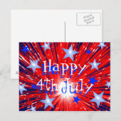 Vuurwerk Rood Wit Blauw 'Happy 4th July' briefkaar Briefkaart (Voorkant / Achterkant)