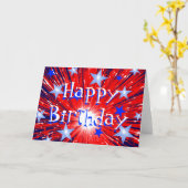 Vuurwerk Rood Wit Blauw 'Happy Birthday' kaart (Gele Bloem)