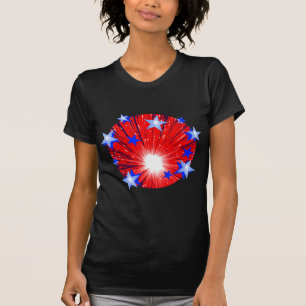 Vuurwerk Rood Wit Blauw T-shirt dames