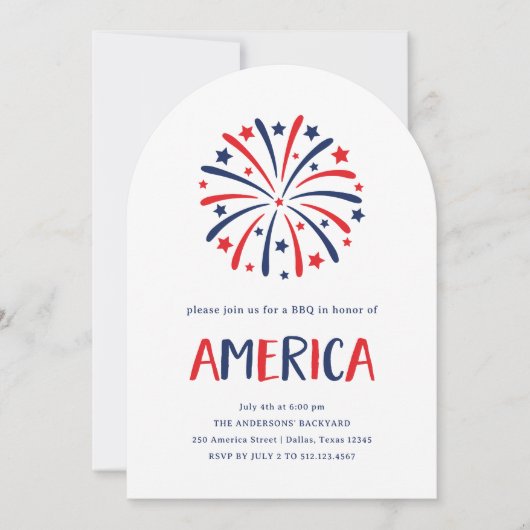 vuurwerk | Rood wit en blauw 4 juli feest Kaart (Voorkant)