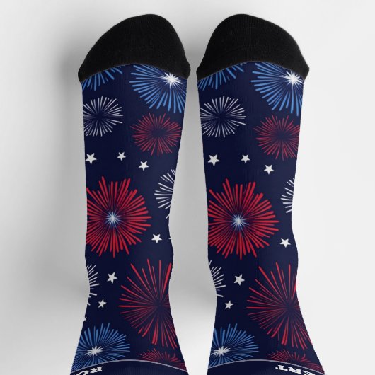 Vuurwerk rood wit en blauw 4 juli sokken (Top)