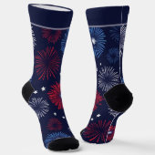 Vuurwerk rood wit en blauw 4 juli sokken (Gebogen)