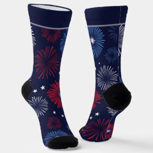 Vuurwerk rood wit en blauw 4 juli sokken