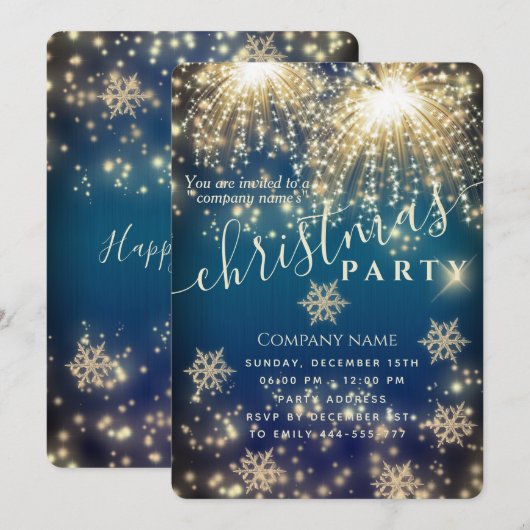 Vuurwerk Sparkle luxe zakelijke kerstfeest Kaart (Voorkant / Achterkant)