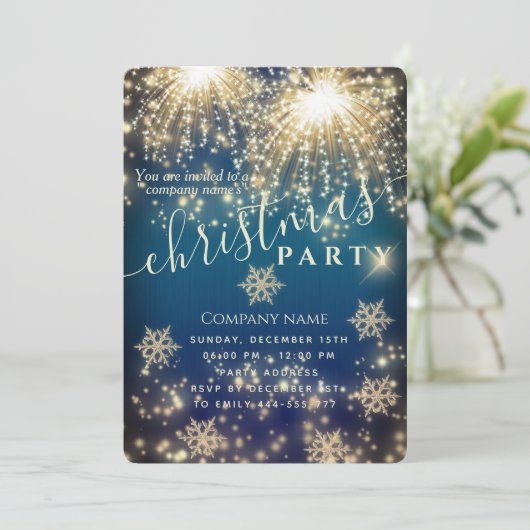Vuurwerk Sparkle luxe zakelijke kerstfeest Kaart (Staand voorkant)