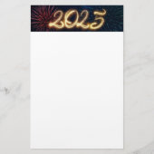 Vuurwerk sprankelend Gelukkig Nieuwjaar 2025 Briefpapier (Voorkant)