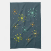 Vuurwerk Starbursts Donkerblauw Midden-Eeuw Theedoek (Verticaal)