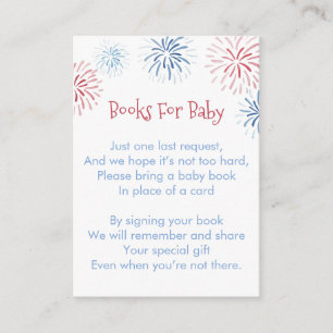 Vuurwerk Stars and Stripes Boeken voor Baby Shower Informatiekaartje