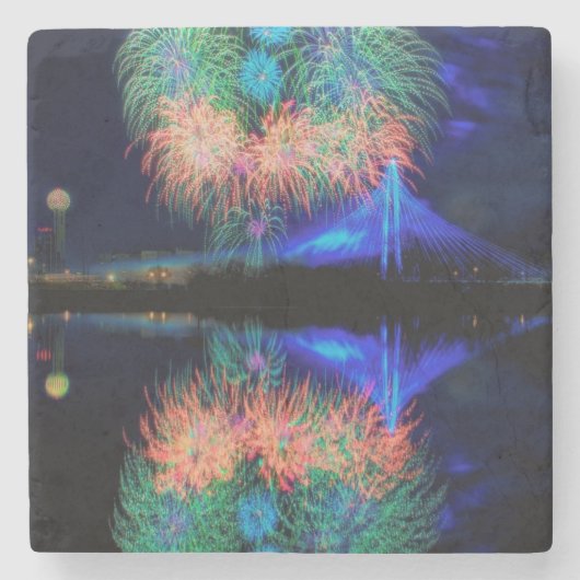 Vuurwerk Stenen Onderzetter (Voorkant)