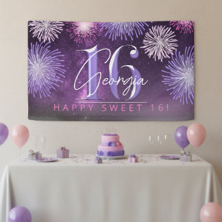 Vuurwerk Sweet 16 Paars ID984 Spandoek