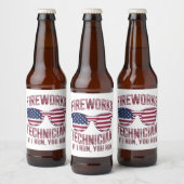 Vuurwerk Technicus 4 Juli Grappig Nederland Bier Etiket (Flessen)