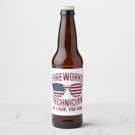 Vuurwerk Technicus 4 Juli Grappig Nederland Bier Etiket (Voorkant)