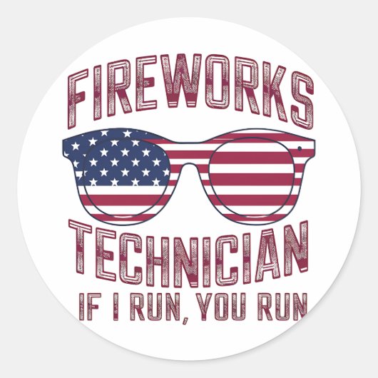 Vuurwerk Technicus 4 Juli Grappig Nederland Ronde Sticker (Voorkant)