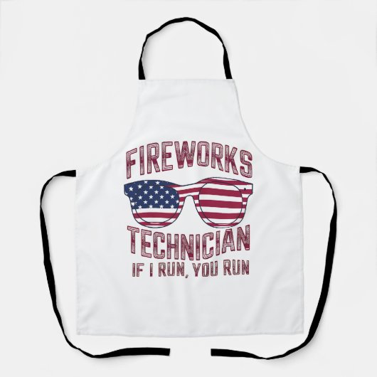 Vuurwerk Technicus 4 Juli Grappig Nederland Schort (Voorkant)