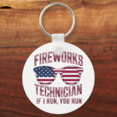 Vuurwerk Technicus 4 Juli Grappig Nederland Sleutelhanger (Voorkant)