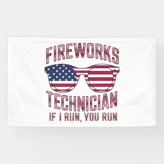 Vuurwerk Technicus 4 Juli Grappig Nederland Spandoek (Horizontaal)