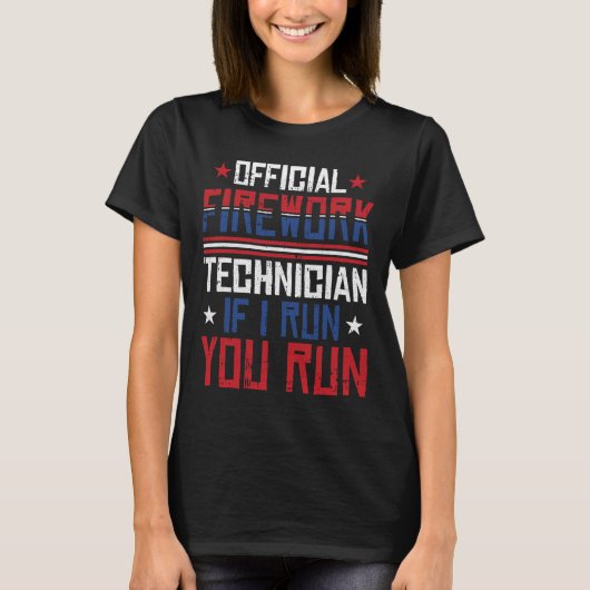Vuurwerk technicus 4 juli Grappig Usa Pyro-tec T-shirt (Voorkant)