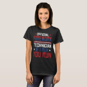 Vuurwerk technicus 4 juli Grappig Usa Pyro-tec T-shirt (Voorkant volledig)