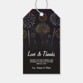 Vuurwerk thema zwart goud bruiloft dank u Labels Cadeaulabel