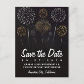 Vuurwerk thema zwart goud Save the Date Cards Aankondigingskaart (Voorkant)