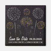 Vuurwerk thema zwart goud Save the Date Magneet (Voorkant)