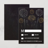 Vuurwerk thema zwart gouden bruiloft RSVP Kaarten (Voorkant / Achterkant)