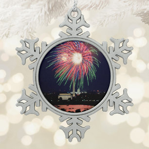 Vuurwerk Tin Sneeuwvlok Ornament