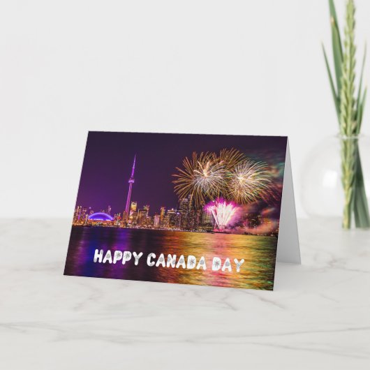 Vuurwerk Toronto CN Tower Happy Canada Day Kaart (Voorkant)