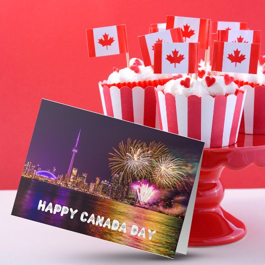 Vuurwerk Toronto CN Tower Happy Canada Day Kaart