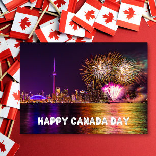 Vuurwerk Toronto CN Tower Happy Canada Day Kaart