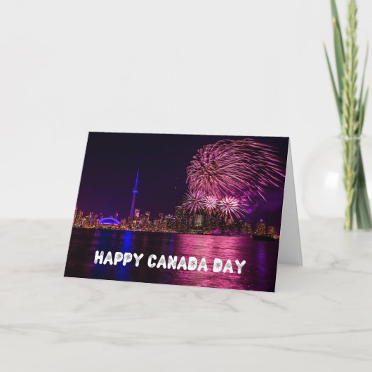 Vuurwerk Toronto Skyline Happy Canada Day Kaart (Voorkant)