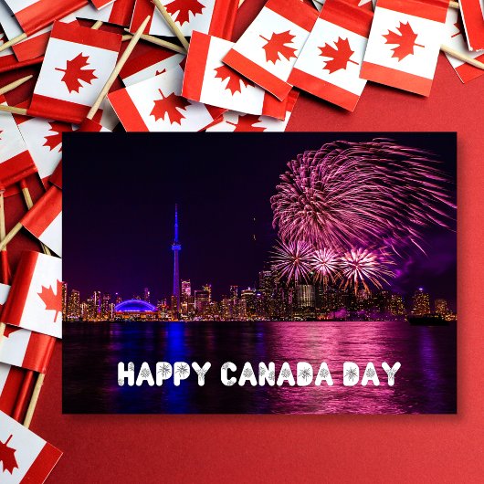 Vuurwerk Toronto Skyline Happy Canada Day Kaart