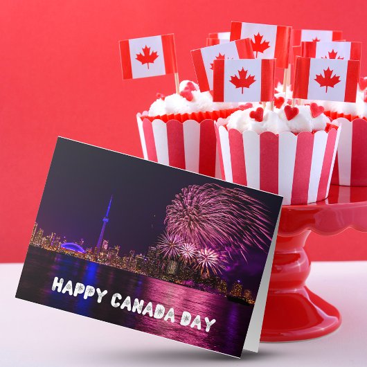 Vuurwerk Toronto Skyline Happy Canada Day Kaart