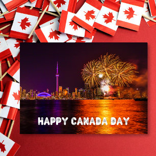 Vuurwerk Toronto Skyline Happy Canada Day Kaart