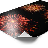 Vuurwerk trio tegen zwarte hemel foto afdruk (Hoek)