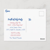 vuurwerk | Uitnodiging voor de vierde juli Onafhan (Achterkant)