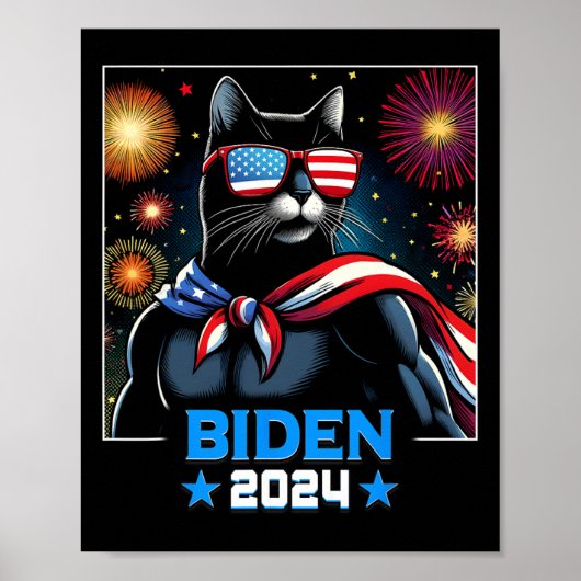 Vuurwerk US President Biden 2024 Black Cat Poster (Voorkant)