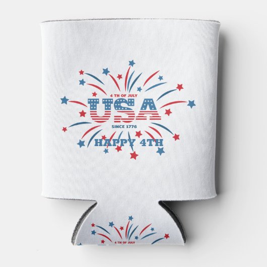 Vuurwerk USA Patriottisch Rood Wit Blauw Blikjeskoeler (Voorkant)