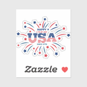 Vuurwerk USA Patriottisch Rood Wit Blauw Sticker