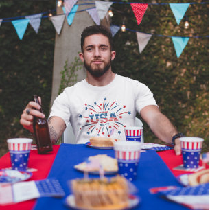 Vuurwerk USA Patriottisch Rood Wit Blauw T-shirt