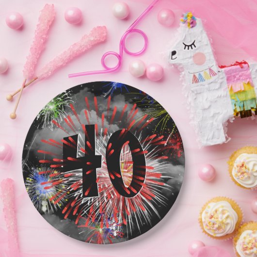 Vuurwerk van 40e verjaardag in Bord van wolkenpapi (Feest)