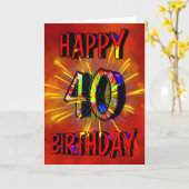 Vuurwerk van 40e verjaardag kaart (Gele Bloem)