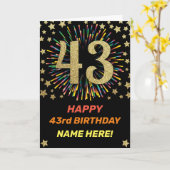 Vuurwerk van 43e verjaardag Rainbow Gold Fun Kaart (Gele Bloem)